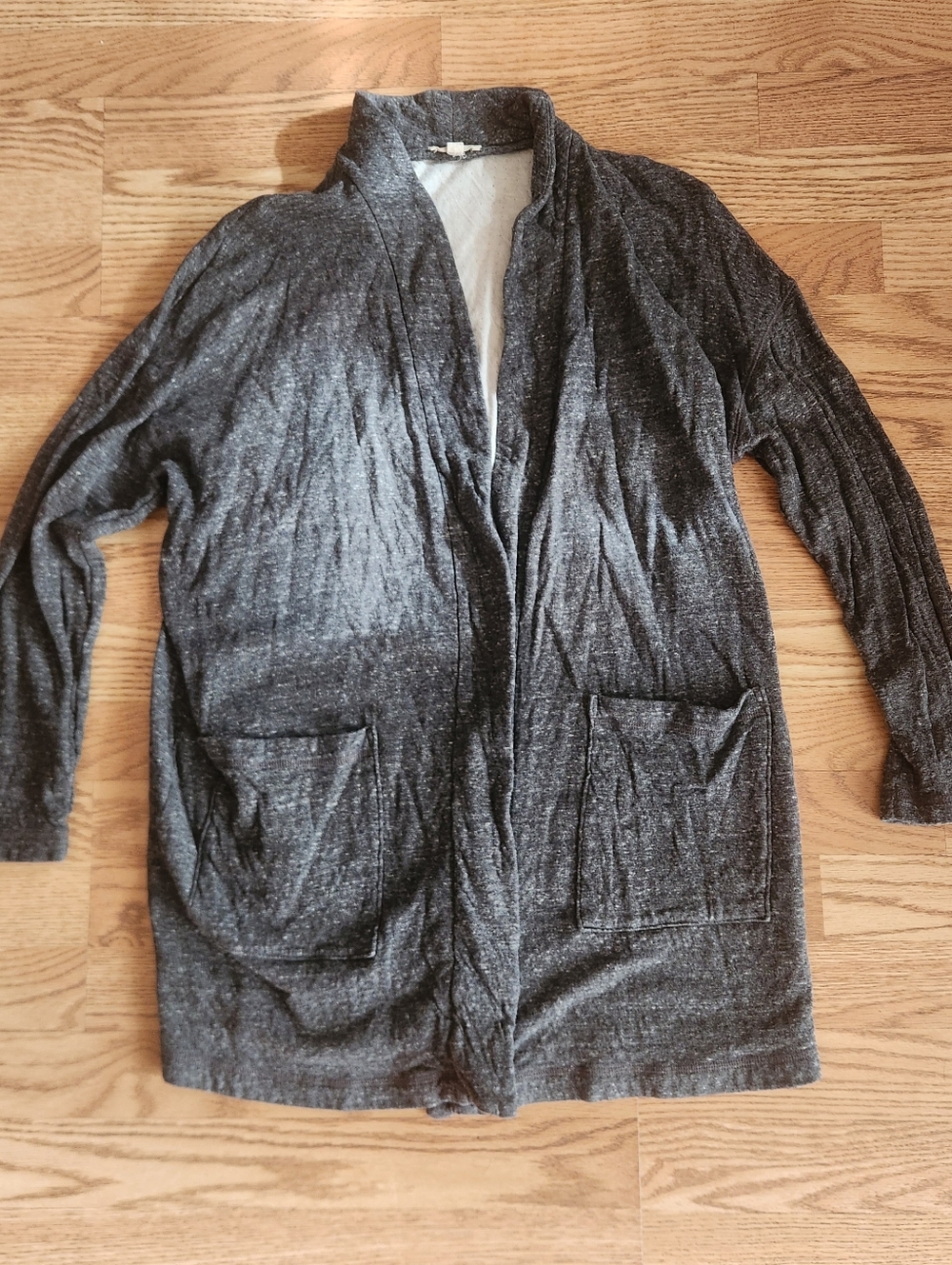 EUC Eileen Fisher Cozy Open-Front Cardigan in Dark Heather Gray, Size L